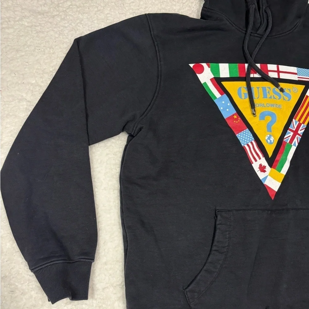 Guess Men Black Summer Games Logo Graphic Hoodie